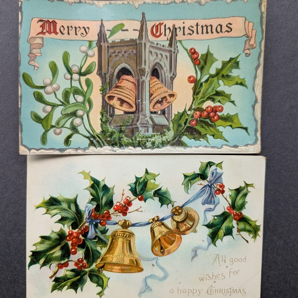 2 Vintage Christmas Greeting Cards Bundle #4